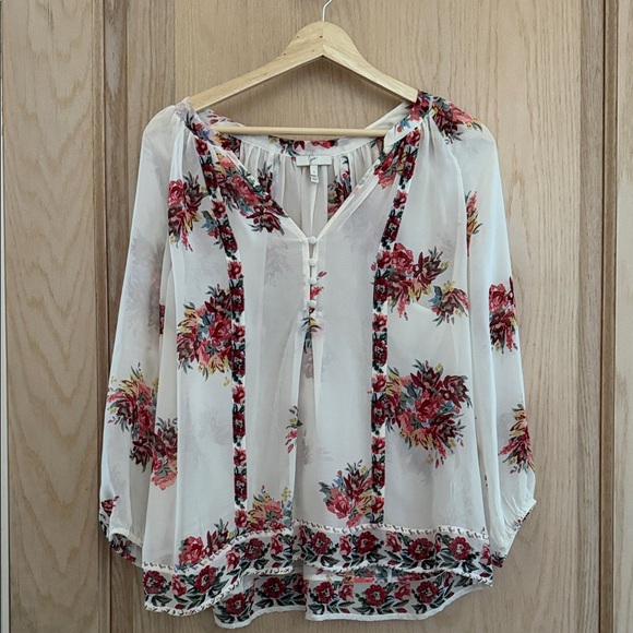 Joie White and Red Floral Blouse - Picture 2 of 4
